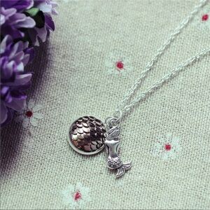 Dainty Mermaid scale charm necklace
